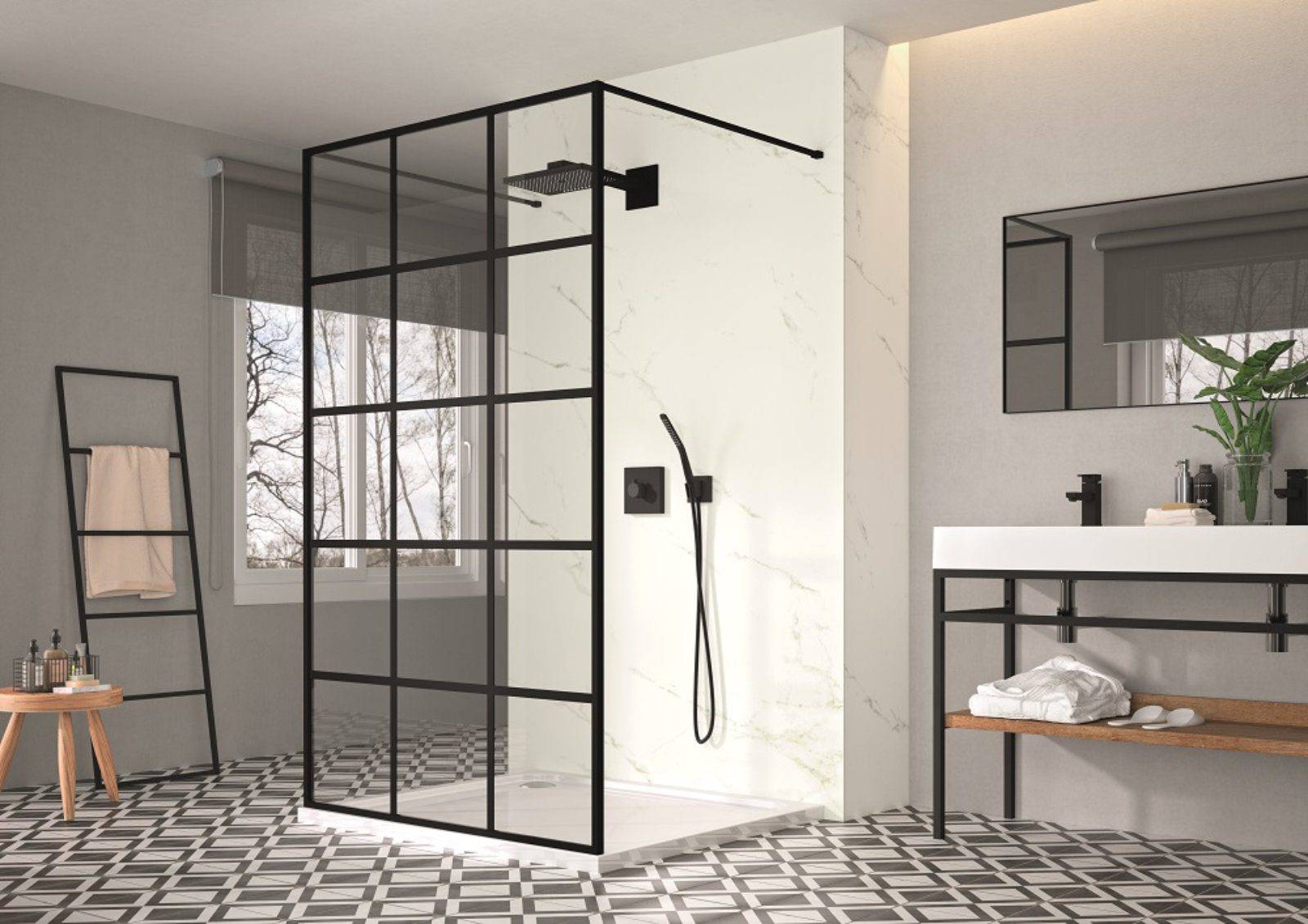 Merlyn Black Squared Double Entry Shower Panel Lr | Lead Wolf, Peterborough